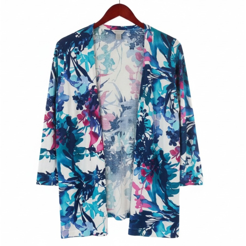 NWT Chico's Cardigan Sweater 4 XXL Spring‎ Paradise Floral Print One Button Boho
